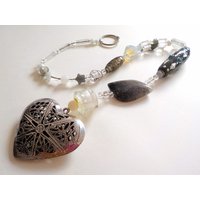 Fensterschmuck Achat Deko Fensterkette Herz Silbern Fensterschmuck Achat Deko Fensterkette Herz Silbern von WerkstattAmApfelbaum