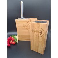 Bambus Messerblock Incl. Halterung Handarbeit Holz Unikat Messerständer Einzigartig Geschenk Geburtstag Küche Messer Kochen von Werkstattheldin