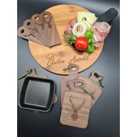 Pfännchen Untersetzer Für Raclette + Schieber Aus Edelhölzer-Handarbeit-Holz-Unikate-Handmade-Raclette - Zubehör -Silvester von Werkstattheldin