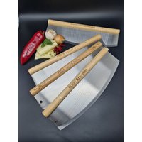 Pizza Wiegemesser Mit Edelstahlklinge Und Holzgriff, Pizzaschneider, Cutter, Schneiden, Pizzamesser von Werkstattheldin