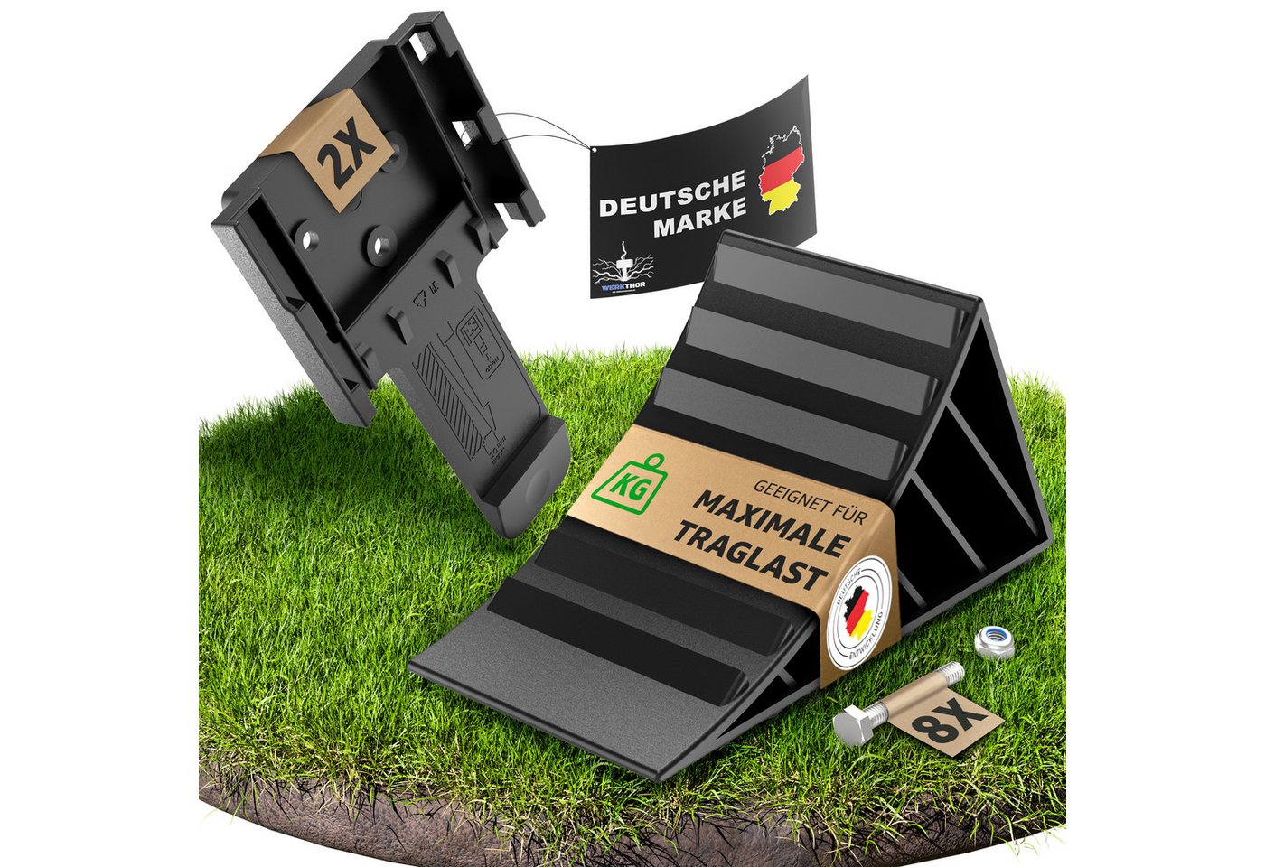 Werkthor Sicherheitskeil WERKTHOR Unterlegkeile 2er Set + Halterung - Keil bis 1600kg Achslast Werkthor Sicherheitskeil WERKTHOR Unterlegkeile 2er Set + Halterung - Keil bis 1600kg Achslast von Werkthor