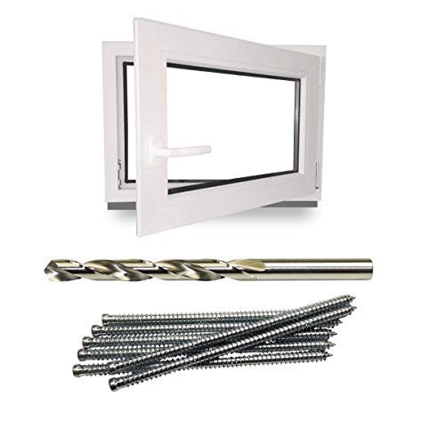 Kellerfenster - Kunststoff - Fenster - weiß - BxH: 100x60cm - BxH: 10000x600 mm - Rechts + Schrauben + Bohrer von Werkzeugbilligercom
