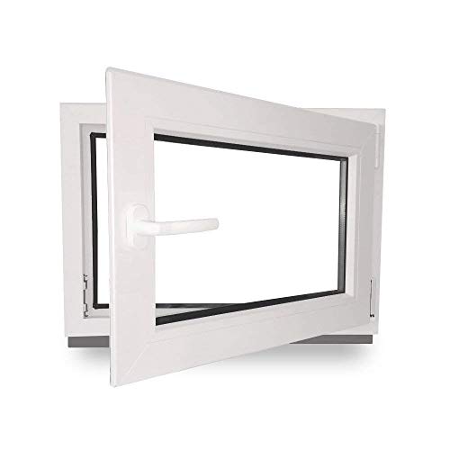 Kellerfenster - Kunststoff - Fenster - innen weiß/außen weiß - BxH: 50 x 50 cm - 500 x 500 mm - DIN Rechts - 2 fach Verglasung - 60 mm Profil von werkzeugbilligercom