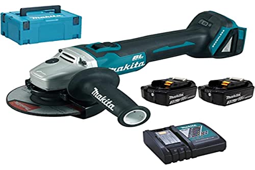 Makita DGA504RFJ Winkelschleifer 125 mm + 2 Akkus 18 V 3 Ah Li-Ion + Koffer Makpac, blau von Inconnu