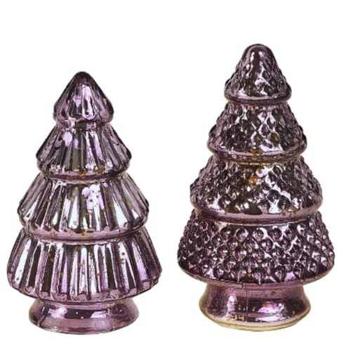 2er Set Weihnachten Glas Deko Tannen Baum Lila H = 14cm Xmas Advent Weihnachts von Werner Voss GmbH