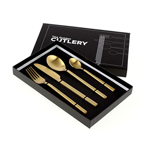 S/4 tlg. Besteck Golden Cutlery gold matt Edelstahl 18/10 Essbesteck Gedeckter Tisch von Werner Voss GmbH
