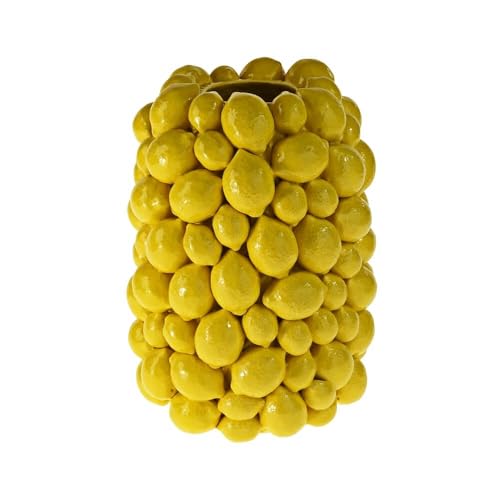 Steingut Vase mit authentischen Zitronen, Gelb - Dekovase 19 x 19 x 26 cm, sommerliche Wohn-Deko von Werner Voss GmbH