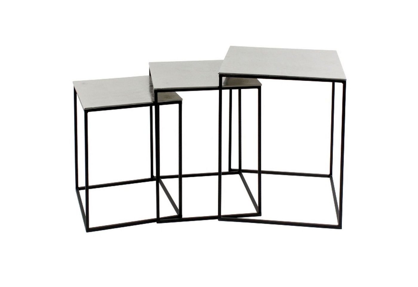 Werner Voß Beistelltisch S/3 tlg. Beistelltisch Square - silber/schwarz - Metall - 40,5x40,5x53 cm - (S) 32x32x43 cm - (M) 35x35x48 cm - (L) 40x40x53 cm von Werner Voß