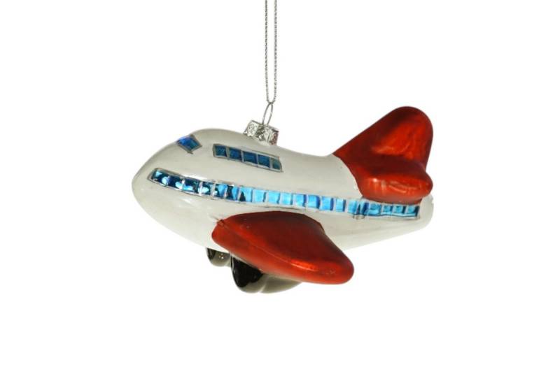Werner Voß Christbaumschmuck Glas Flugzeuganhänger – Festliche Weihnachtsdeko – 11x9x5 cm von Werner Voß