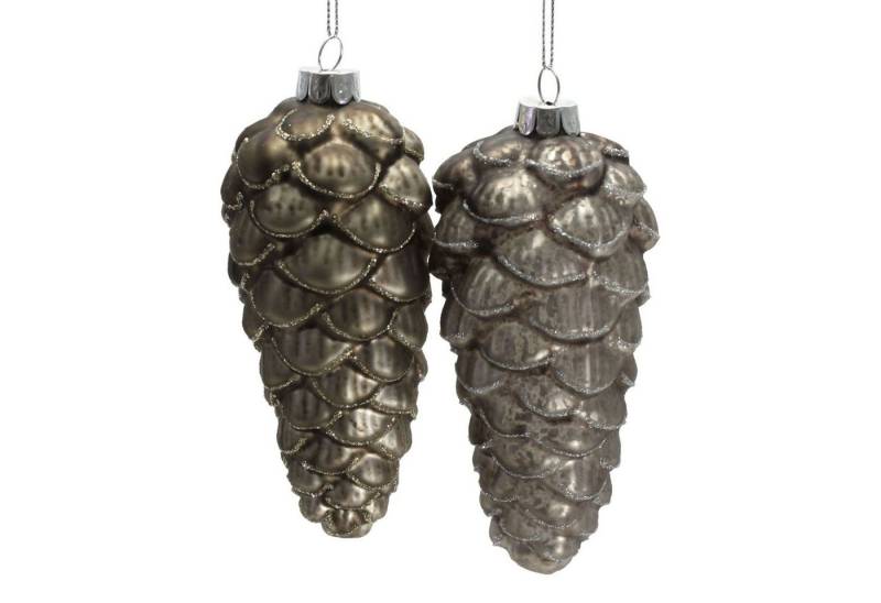 Werner Voß Christbaumschmuck Glas Zapfen Taupe Braun Glitter 14cm, 2 St. Werner Voß Christbaumschmuck Glas Zapfen Taupe Braun Glitter 14cm, 2 St. von Werner Voß