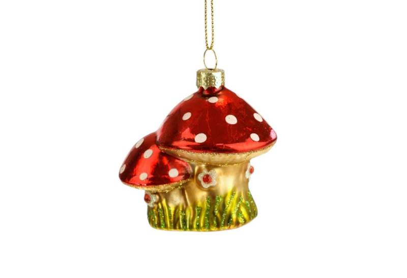 Werner Voß Christbaumschmuck Nostalgischer Fliegenpilz Glas-Weihnachtsbaumanhänger – 7x7x3 cm von Werner Voß