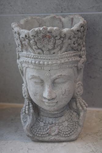 Werner Voss GmbH Pflanzkopf Godess Asian Style, grau, Zement, H 22 cm, B 13 cm, Pflanzbüste von Werner Voss GmbH