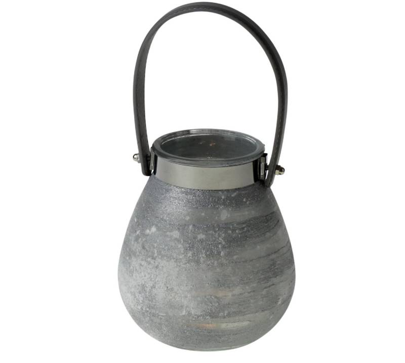 Werner Voß Teelichthalter Wind Tee Licht Glas H=17cm Halter weiß silber Kerze Leder Henkel grau (1 Windlicht) Werner Voß Teelichthalter Wind Tee Licht Glas H=17cm Halter weiß silber Kerze Leder Henkel grau (1 Windlicht) von Werner Voß