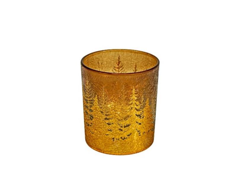 Werner Voß Teelichthalter Windlicht Glas, Gold, festliche Dekoration mit weihnachtlichen Motiven (1 Windlicht) von Werner Voß