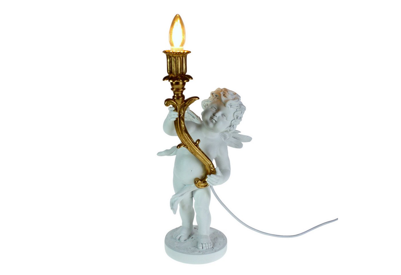 Werner Voß Tischleuchte Lampe Leuchter Engel Putte weiß gold barock shabby Deko, ohne Leuchtmittel Werner Voß Tischleuchte Lampe Leuchter Engel Putte weiß gold barock shabby Deko, ohne Leuchtmittel von Werner Voß