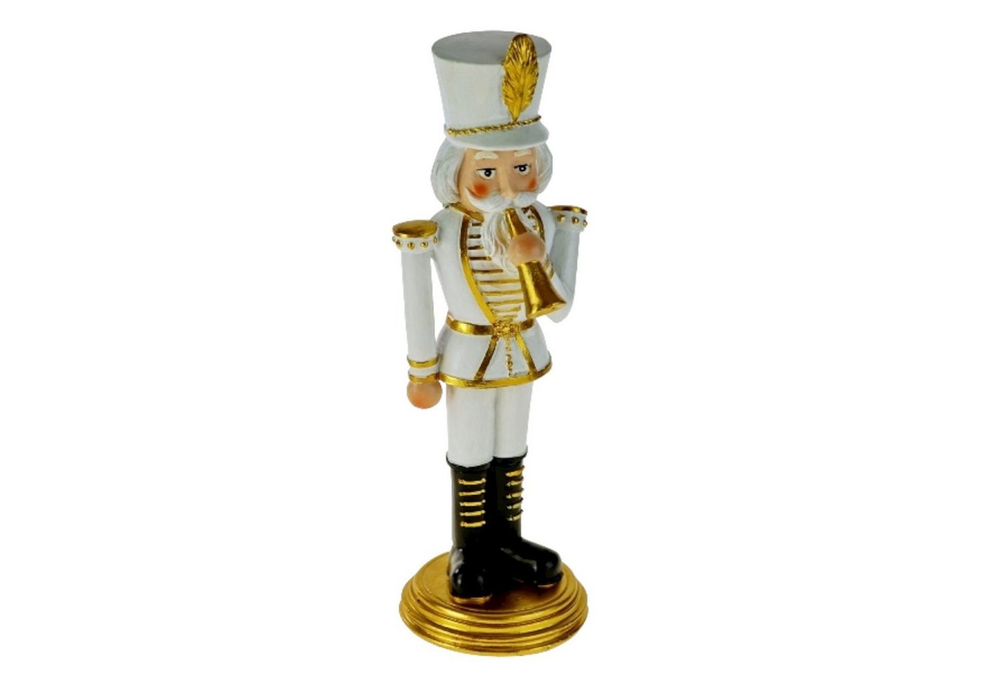 Werner Voß Weihnachtsfigur Nostalgischer Nussknacker Weiß Gold mit Trompete 31cm von Werner Voß