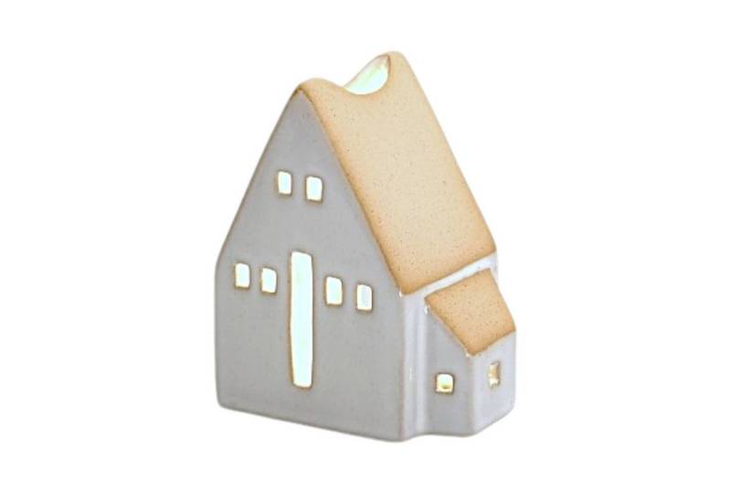 Werner Voß Windlicht Keramik-Teelichthalter Haus, 11x9x6 cm, Weiß/Natur, gemütliche Deko von Werner Voß