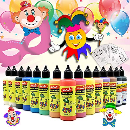 Play malmit® Window Color Karneval Set 15 Fenstermalfarben Fensterfarben Malfarben Fensterbild von Werner