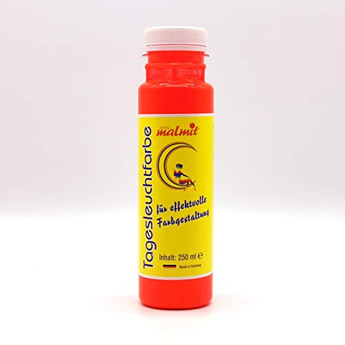 Werner 1 x 250ml Tagesleuchtfarbe NEON Schwarzlichtfarbe UV Farbe Neonfarbe Leuchtfarbe (Rot) von Werner