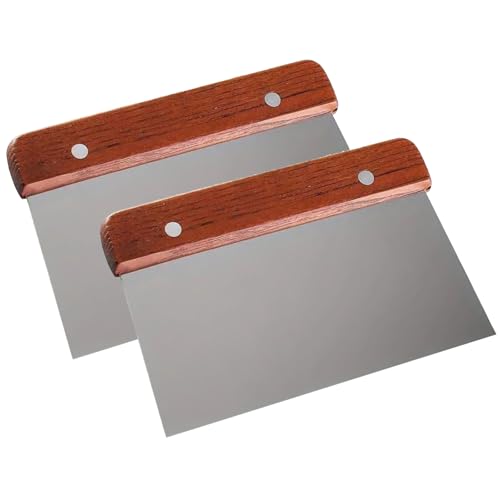 2 Stück Teigschaber Edelstahl Mit Holzgriff Teigschneider 16 X 10,7 cm Mehrzweck Teigschneider Küchenspachtel Backzubehör Bench Scraper Für Kuchen Pizza Kekse von Werownsgso