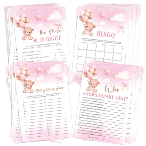 25 Baby-Vorhersagekarten "Who Knows Mom Best Baby Shower Games for 25 Guest", inklusive Geschenk für werdende Mütter, rosa Bär, Vorhersagekarten-Set 25 Baby-Vorhersagekarten "Who Knows Mom Best Baby Shower Games for 25 Guest", inklusive Geschenk für werdende Mütter, rosa Bär, Vorhersagekarten-Set von Werownsgso