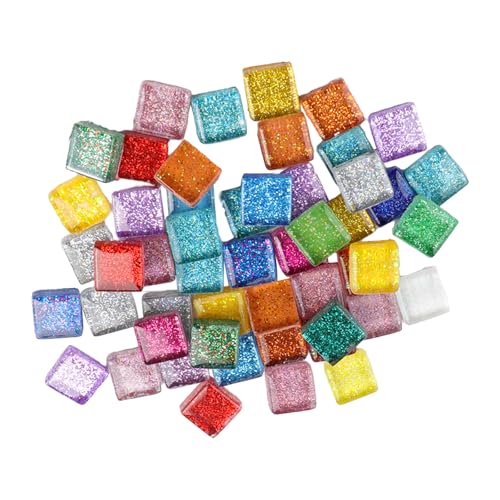 Farbige Glasmosaikfliesen 1 X 1 CM Set Mit Ca. 200 Farbigen Gemischten Mosaiksteinen Glitzernde Kristallglasstücke Quadratische Glasfliesen Für Kunsthandwerksprojekte Heimdekoration (200g) von Werownsgso