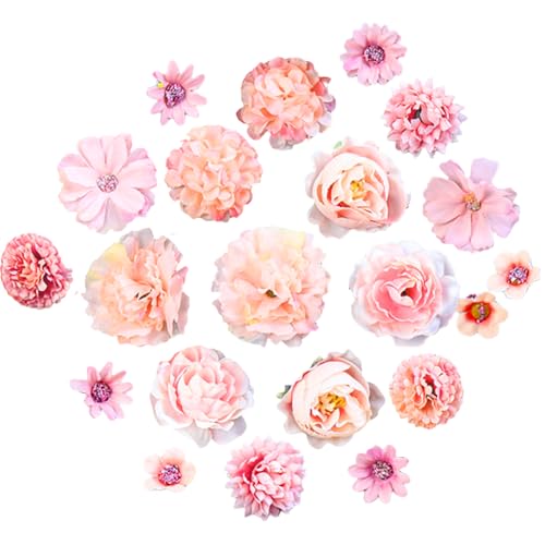 Werownsgso 21 Stück Kunstblumen Zum Basteln Deko-Blüten Blumendeko Streublumen Fake Flowers Künstliche Blütenköpfe Für DIY-Projekte Und Basteldekorationen Geeignet (Hellrosa) von Werownsgso