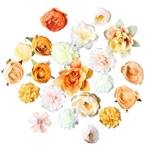 Werownsgso 21 Stück Kunstblumen Zum Basteln Deko-Blüten Blumendeko Streublumen Fake Flowers Künstliche Blütenköpfe Für DIY-Projekte Und Basteldekorationen Geeignet (Orange) von Werownsgso