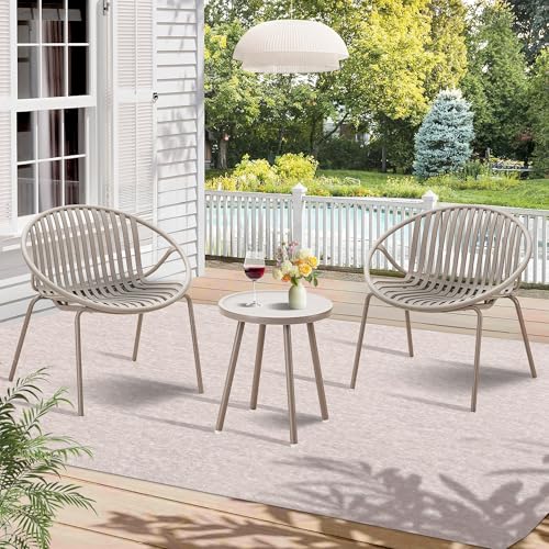 Werph Terrassenmöbel-Set, 3-teilig, Outdoor-Möbel mit Bistrotisch und Stühlen, 2er-Set, Outdoor-Terrassen-Set mit Verandastühlen und Tisch, Deck-Gesprächsset für Garten, Pool von Werph