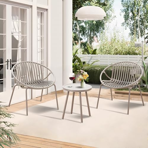 Werph Terrassenmöbel-Set, 3-teilig, Outdoor-Möbel mit Bistrotisch und Stühlen, 2er-Set, Outdoor-Terrassen-Set mit Verandastühlen und Tisch, Deck-Gesprächsset für Garten, Pool von Werph