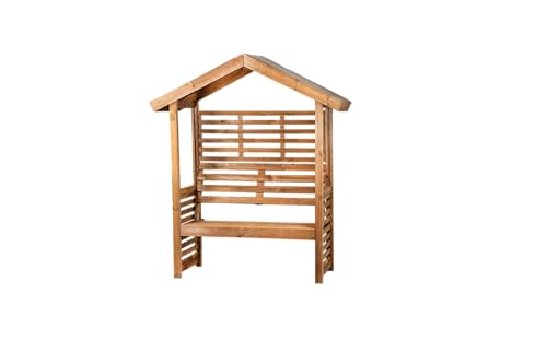 Aston Pergola mit Bank Sitzbank Holz Torbogen Braun 128x66x190 cm Werth-Holz von Werth-Holz
