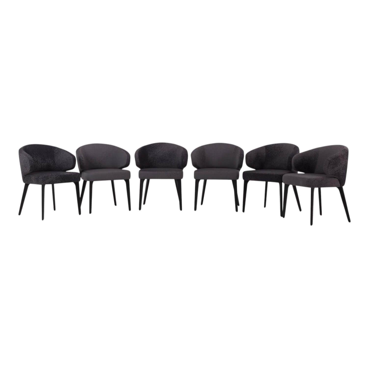6er-Set Stuhl George Stoff Milkyway Rohi Grau Gestell Holz Schwarz Mit Drehbesch... von Werther