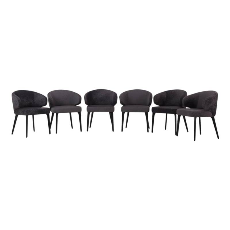 6er-Set Stuhl George Stoff Milkyway Rohi Grau Gestell Holz Schwarz Mit Drehbesch... von Werther