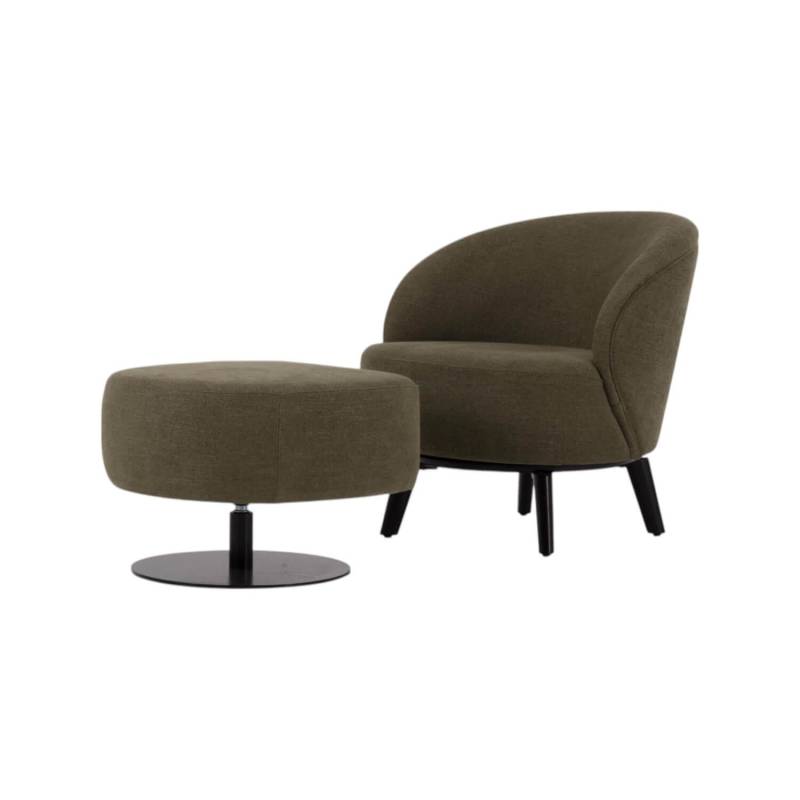Sessel Salon Stoff U3334J Grün Füße Holz Schwarz Inklusive Hocker Mit Drehteller... von Werther