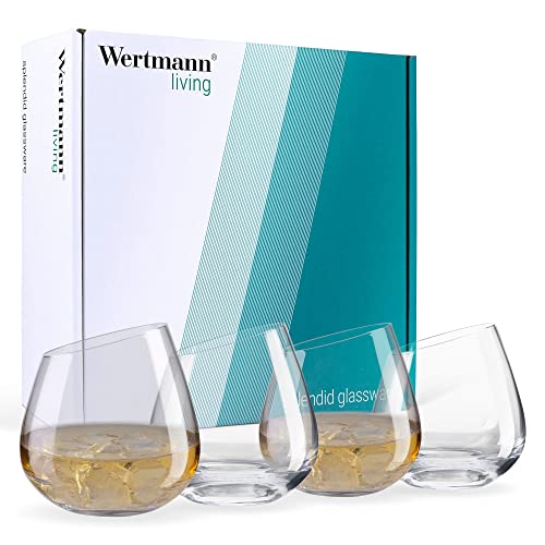Wertmann-living 4er Set Gläser Whisky/Wasser - besondere Form mit schrägem Rand von Wertmann Living