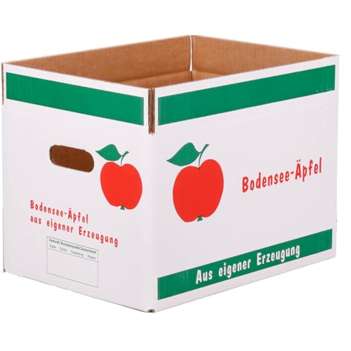 10 kg Obstkarton weiß aus 2-welliger Wellpappe "Bodensee Äpfel", 38 x 28 x 22,5 cm, 15 Stück 10 kg Obstkarton weiß aus 2-welliger Wellpappe "Bodensee Äpfel", 38 x 28 x 22,5 cm, 15 Stück von Wertpack