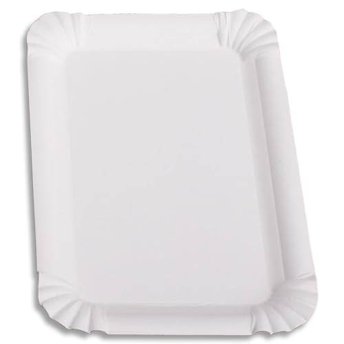 Pappteller, Vollpappe - Frischfaser, unbeschichtet, Weiß, 25x35 cm, 125 Stück von Wertpack