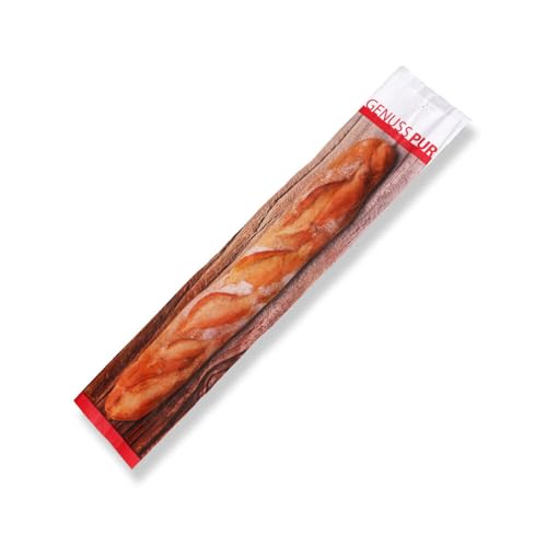 Wertpack Baguettebeutel Genuss Pur, Faltenbeutel, Kraftpapier, 12+5x58 cm, 500 Stück von Wertpack