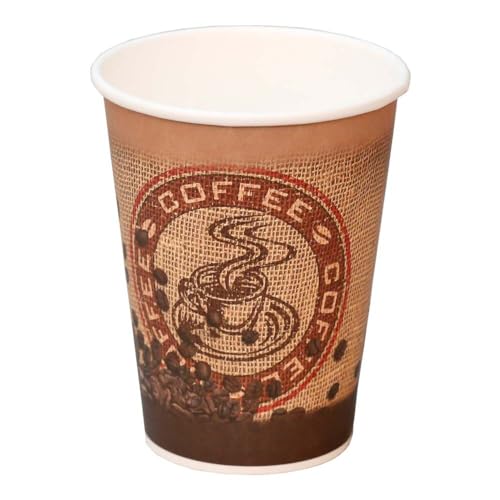 Coffee To Go Becher "Coffee Beans" aus Hartpapier mit Kaffeemotiv, 200 ml, 50 Stück von Wertpack