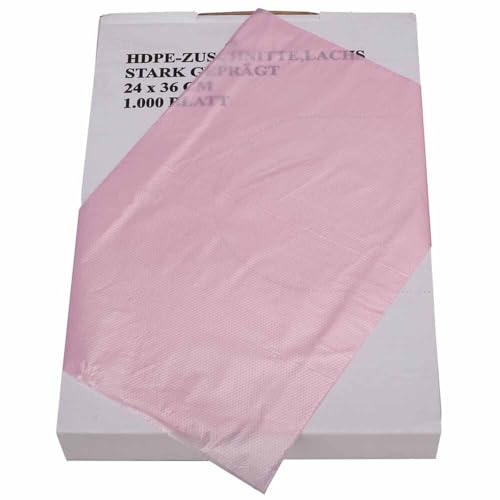 HDPE Zuschnitte, Trennfolie, lachsfarben, geprägt, geblockt, 16 my Stärke, 36x48 cm, 1000 Stück von Wertpack