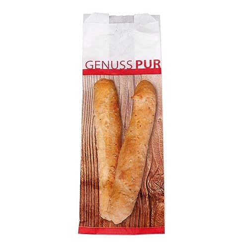 Wertpack Bäckerfaltenbeutel Genuss Pur, Brötchentüten, Kraftpapier, 12+8x36 cm, 1000 Stück von Wertpack