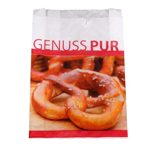 Wertpack Bäckerfaltenbeutel Genuss Pur, Brötchentüten, Kraftpapier, 12,5+5x23 cm, 1000 Stück von Wertpack