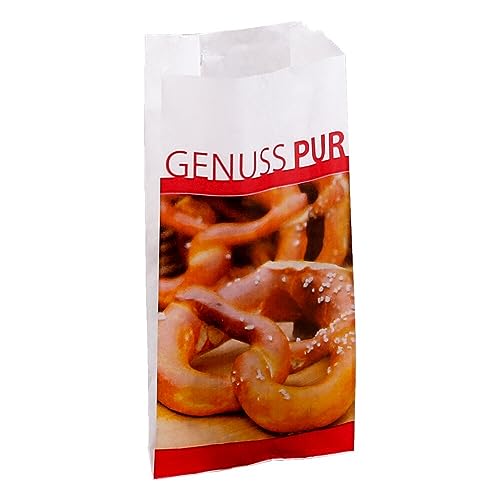 Wertpack Bäckerfaltenbeutel Genuss Pur, Brötchentüten, Kraftpapier, 17+4,5x23 cm, 1000 Stück von Wertpack