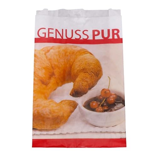 Wertpack Bäckerfaltenbeutel Genuss Pur, Brötchentüten, Kraftpapier, 17+5x28 cm, 1000 Stück von Wertpack