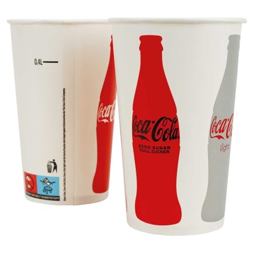 Kaltgetränkebecher "Coca Cola", beschichtetes Hartpapier, 400 ml, 50 Stück von Wertpack