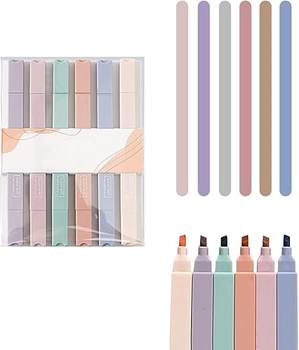 Ästhetisches Textmarker-Set mit 6 Farben, milde Pastellmarker für Tagebuch, Notizen und kreatives Zeichnen, Doppelspitzen-Lernstifte für Schule, Büro und Planer-Dekoration von Werwing