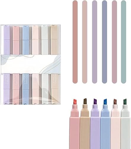Ästhetisches Textmarker-Set mit 6 Farben, milde Pastellmarker für Tagebuch, Notizen und kreatives Zeichnen, Doppelspitzen-Lernstifte für Schule, Büro und Planer-Dekoration von Werwing