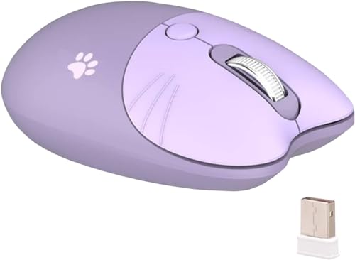 Kabellose Maus für Mädchen, 2,4 GHz Leise, kabellose Maus für Mädchen, mit USB-Empfänger, 4 programmierbare Tasten, 1000/1200/1600 DPI Computermaus für PC/Laptop/Windows7/8/10 (Violett) von Werwing