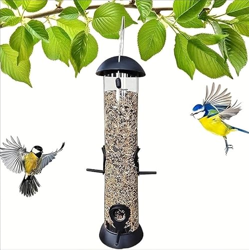 Werwing Automatischer Eichhörnchensicherer Vogelfutterspender: 2 kg Schwerkraft-Outdoor-Aufhänger mit seitlichem Öffnungsdesign für Wildvögel (Schwarz, 1 Stück) von Werwing