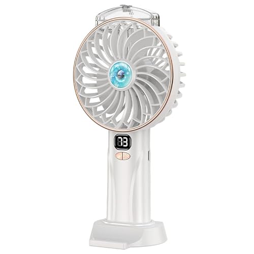 Werwing Handventilator - Kleiner Spray Tragbarer Mini Ventilator mit 25ml, USB-C Wiederaufladbarer Taschenventilator mit 5 Geschwindigkeiten, LED-Anzeige, 4000mAh Akku, für Büro, Outdoor, Reisen von Werwing